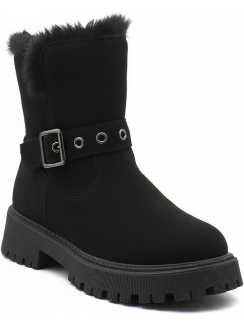Stivaletti donna scamosciati zip e cinturino suola zigrinata ozabi - Kiabi Stivaletti donna scamosciati zip e cinturino suola zigrinata ozabi - Kiabi