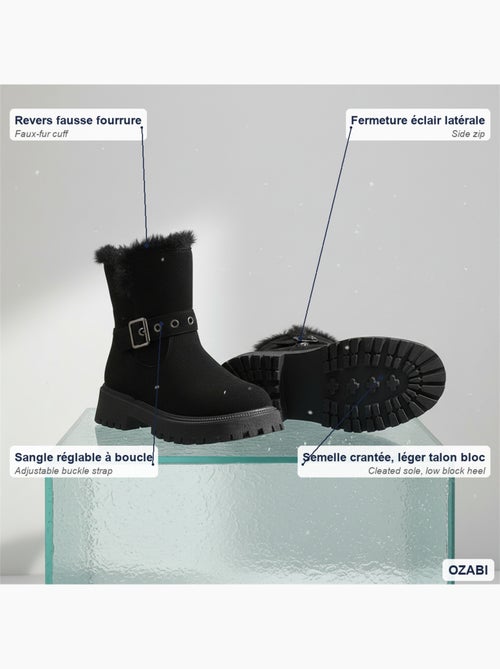 Stivaletti donna scamosciati zip e cinturino suola zigrinata ozabi - Kiabi Stivaletti donna scamosciati zip e cinturino suola zigrinata ozabi - Kiabi