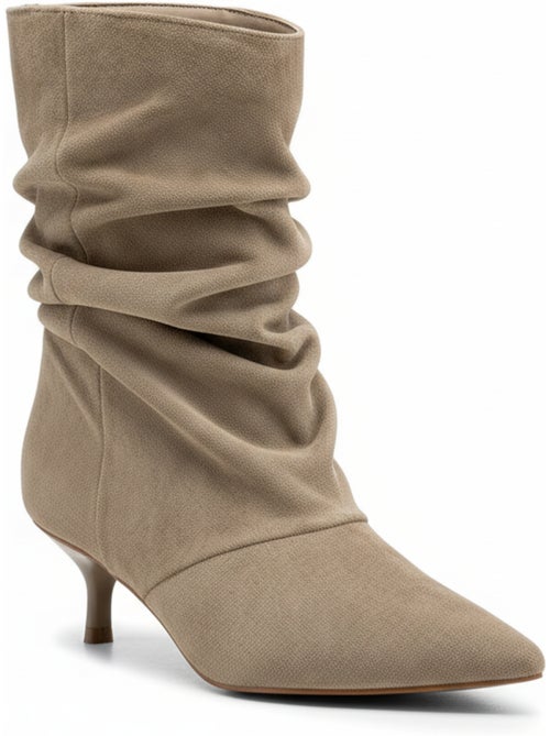 Stivaletti donna scamosciato plissettato tacco fine 4 cm punta appuntita ozabi - Kiabi