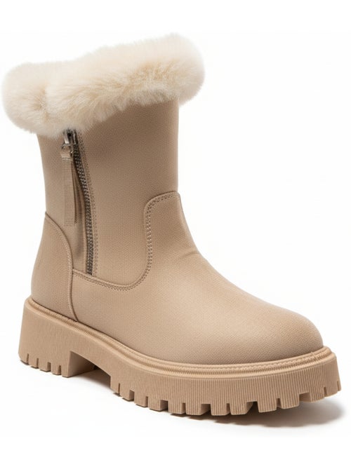 Stivaletti donna scamosciato zip suola dentellata ozabi - Kiabi