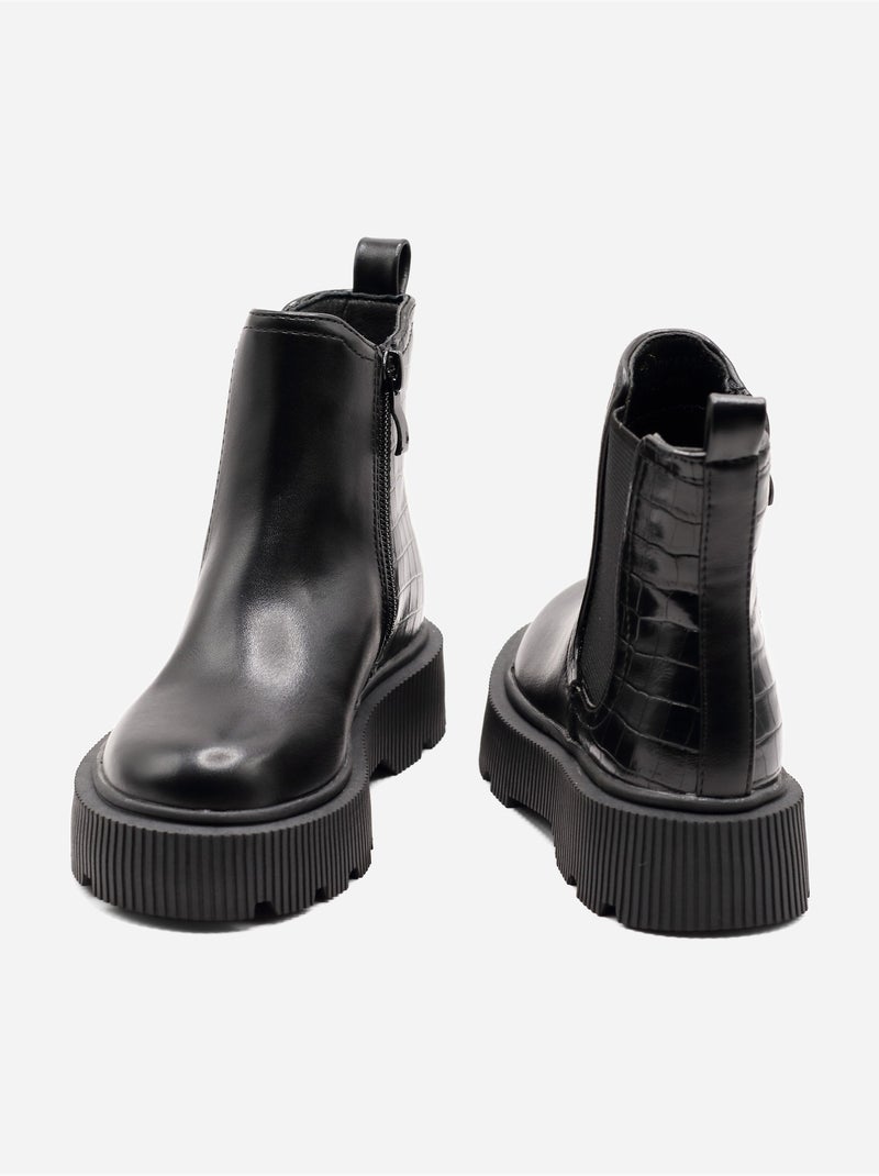 Stivaletti effetto coccodrillo Nero - Kiabi