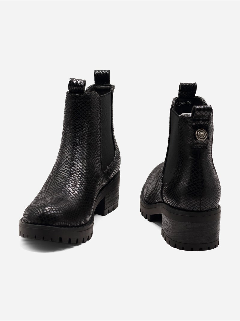 Stivaletti effetto coccodrillo Nero - Kiabi