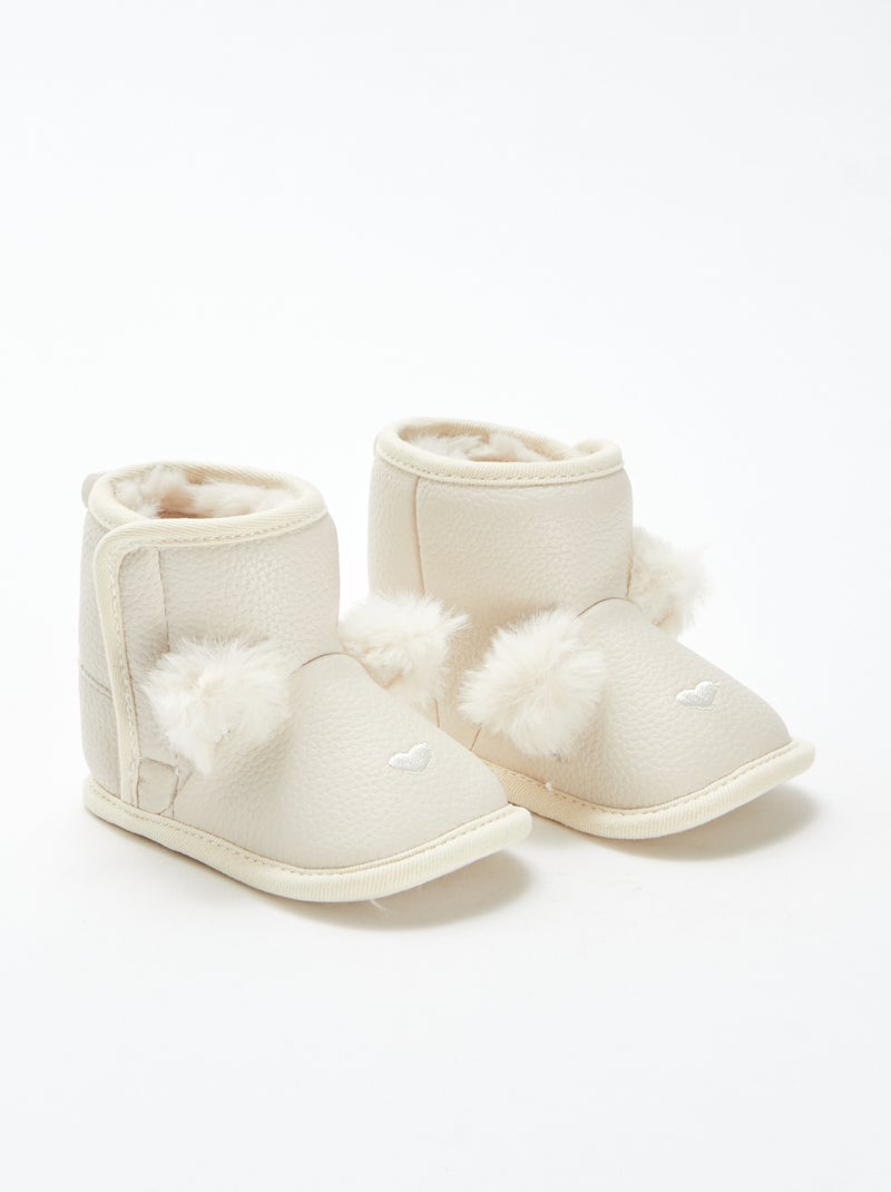 Stivaletti imbottiti con pompon Beige - Kiabi