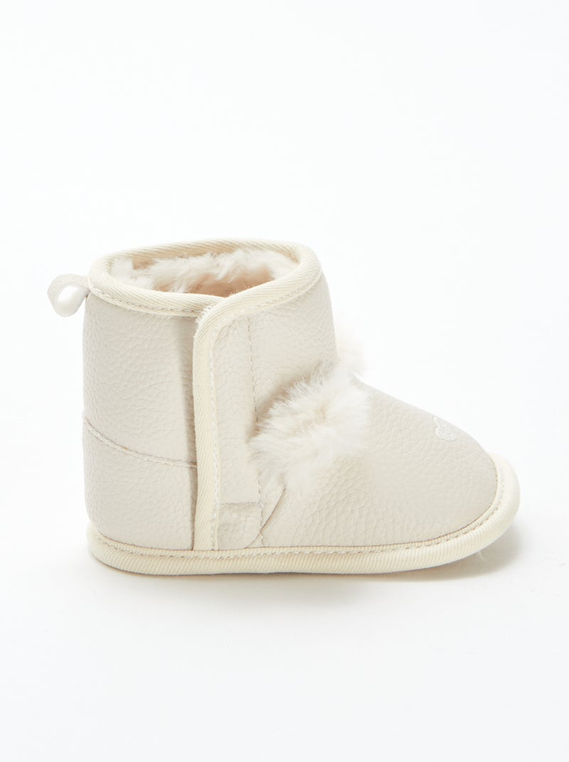 Stivaletti imbottiti con pompon Beige - Kiabi