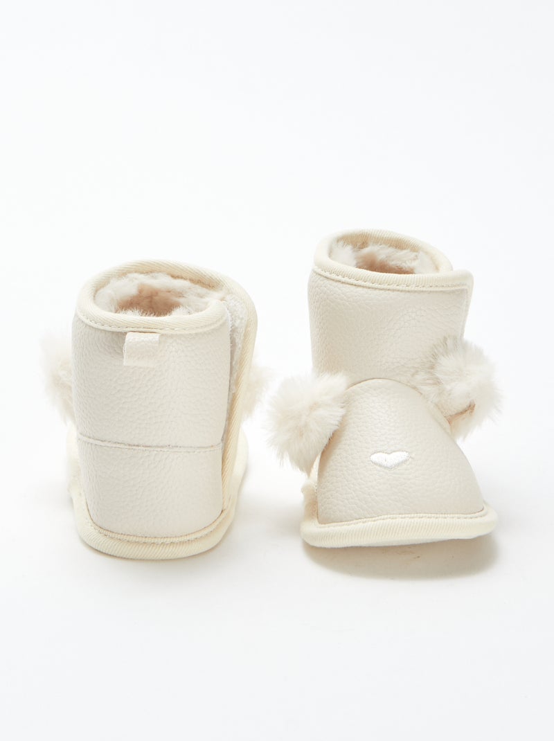 Stivaletti imbottiti con pompon Beige - Kiabi