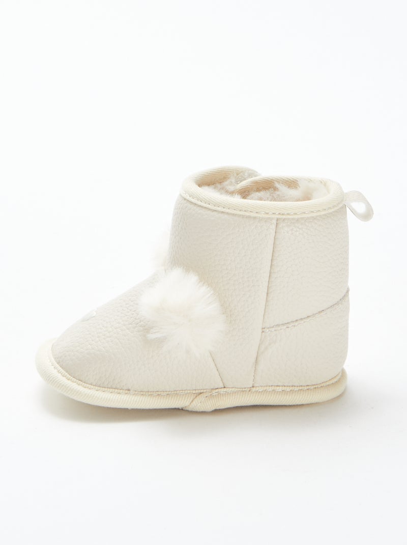 Stivaletti imbottiti con pompon Beige - Kiabi