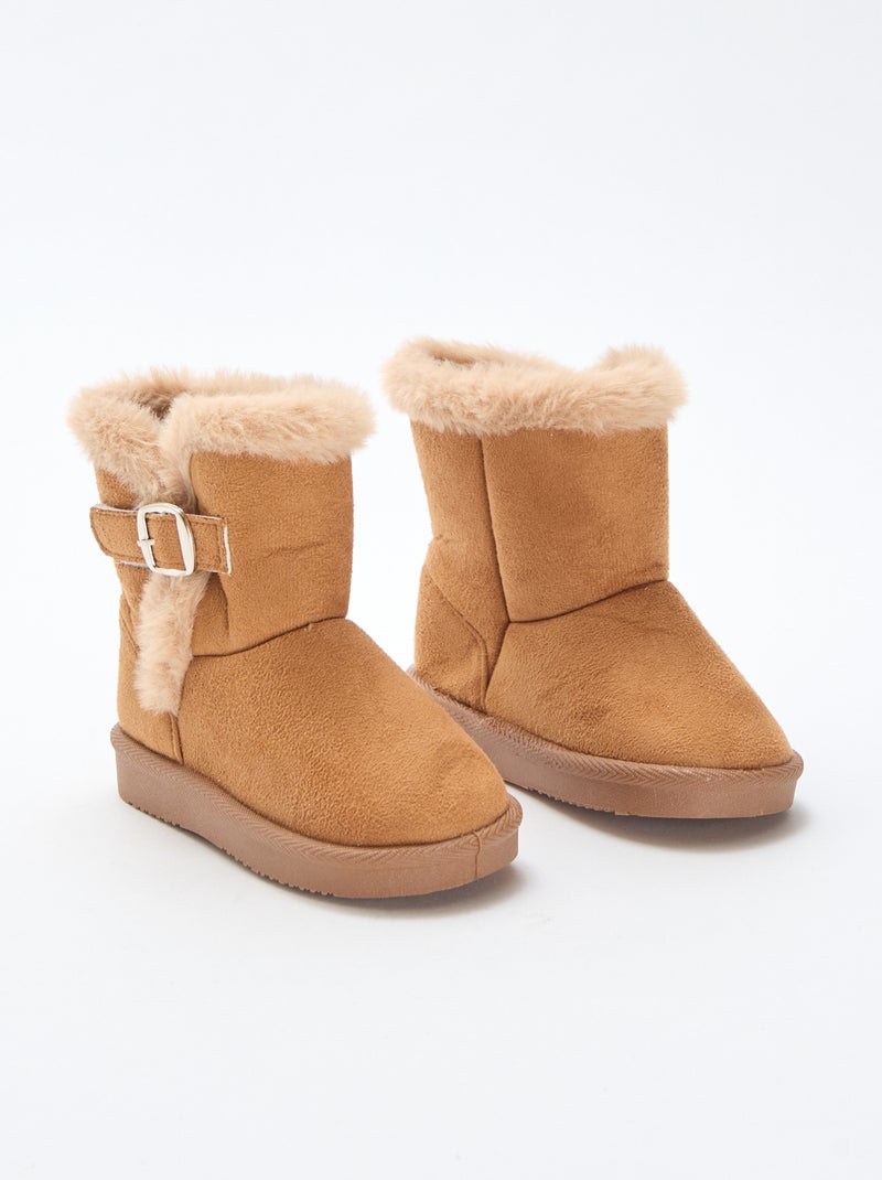 Stivaletti in ecopelle scamosciata con interno imbottito Marrone - Kiabi