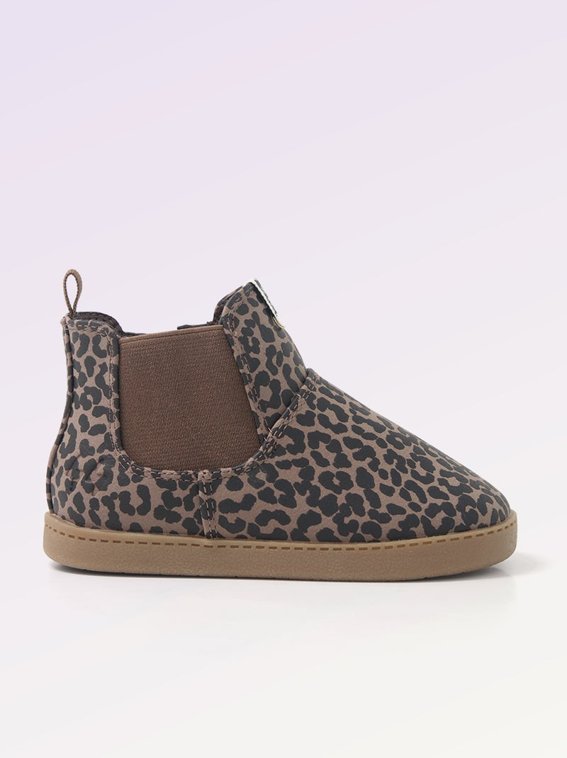 Stivaletti in similpelle con inserto elastico Beige - Kiabi