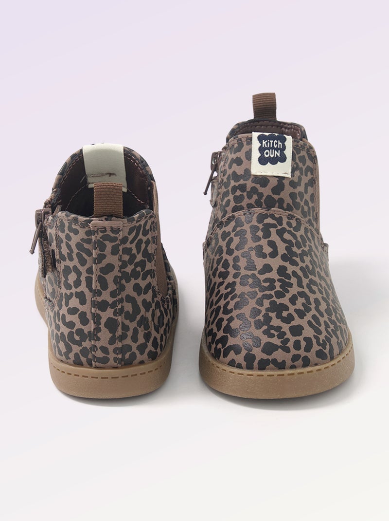 Stivaletti in similpelle con inserto elastico Beige - Kiabi