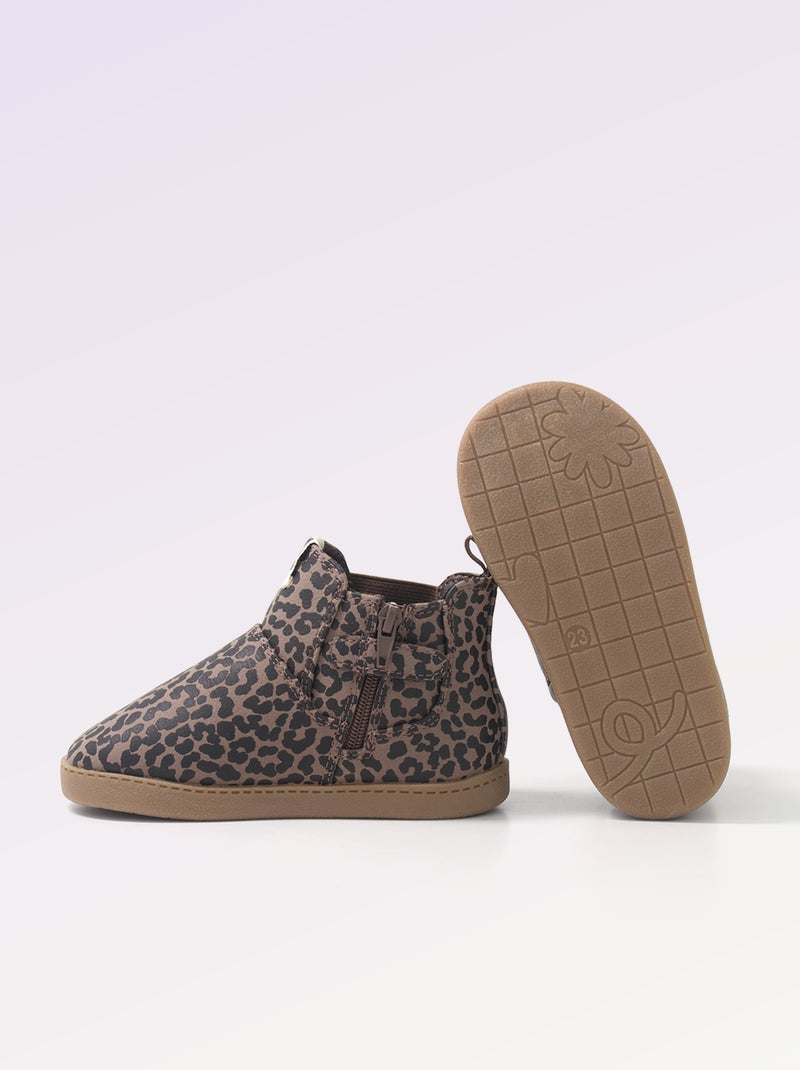 Stivaletti in similpelle con inserto elastico Beige - Kiabi