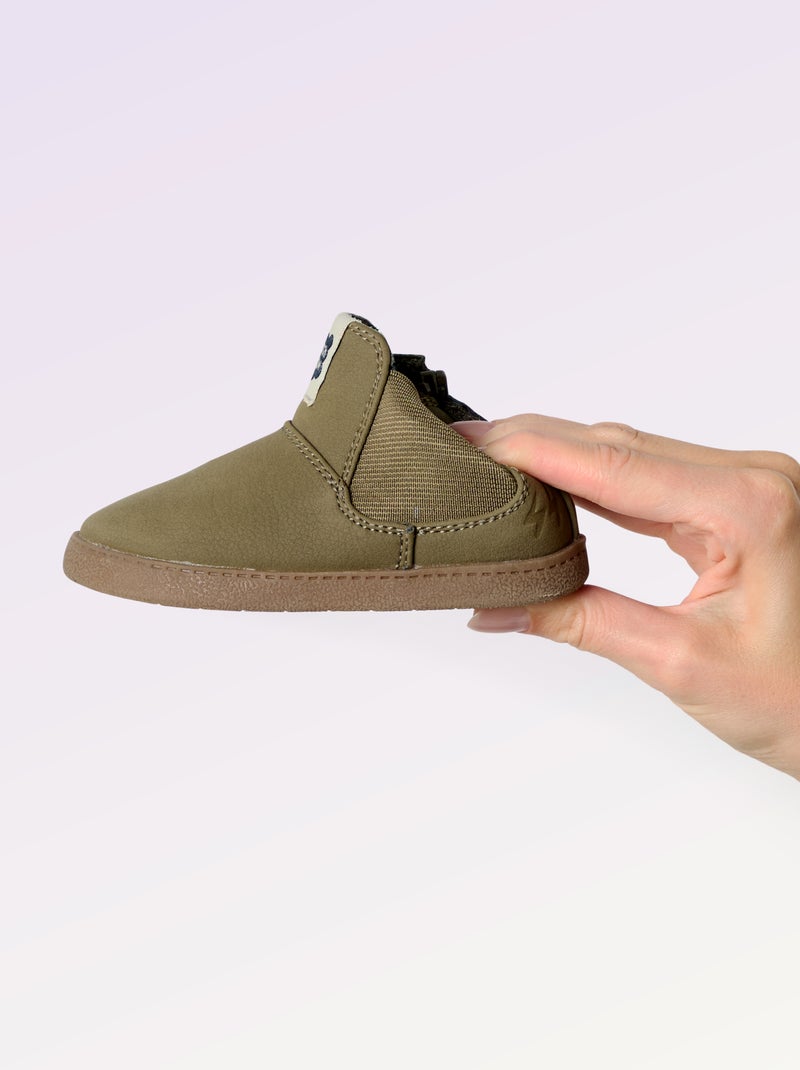 Stivaletti in similpelle con inserto elastico Kaki - Kiabi