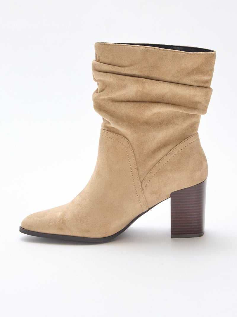 Stivaletti in suede effetto plissé Beige - Kiabi
