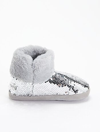 Stivaletti pantofola effetto montone con paillettes