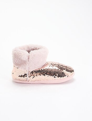 Stivaletti pantofola effetto montone con paillettes