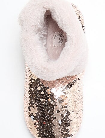 Stivaletti pantofola effetto montone con paillettes