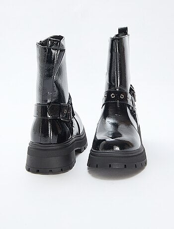 Stivaletti stile biker in vernice tinta unita