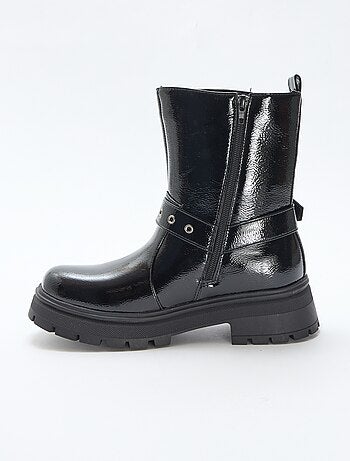 Stivaletti stile biker in vernice tinta unita