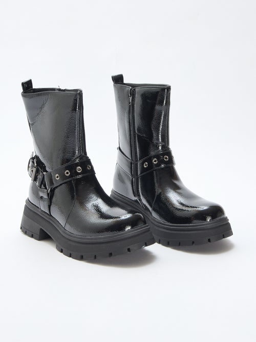 Stivaletti stile biker in vernice tinta unita - Kiabi