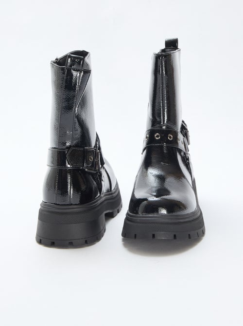 Stivaletti stile biker in vernice tinta unita - Kiabi