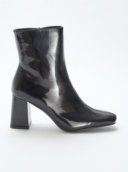 Stivaletti verniciati con tacco squadrato - Kiabi