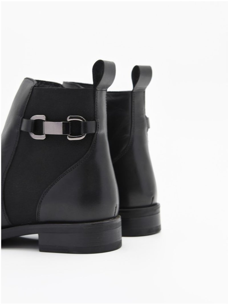 Stivaletto Basso Pelle Naturale Purapiel Nero - Kiabi