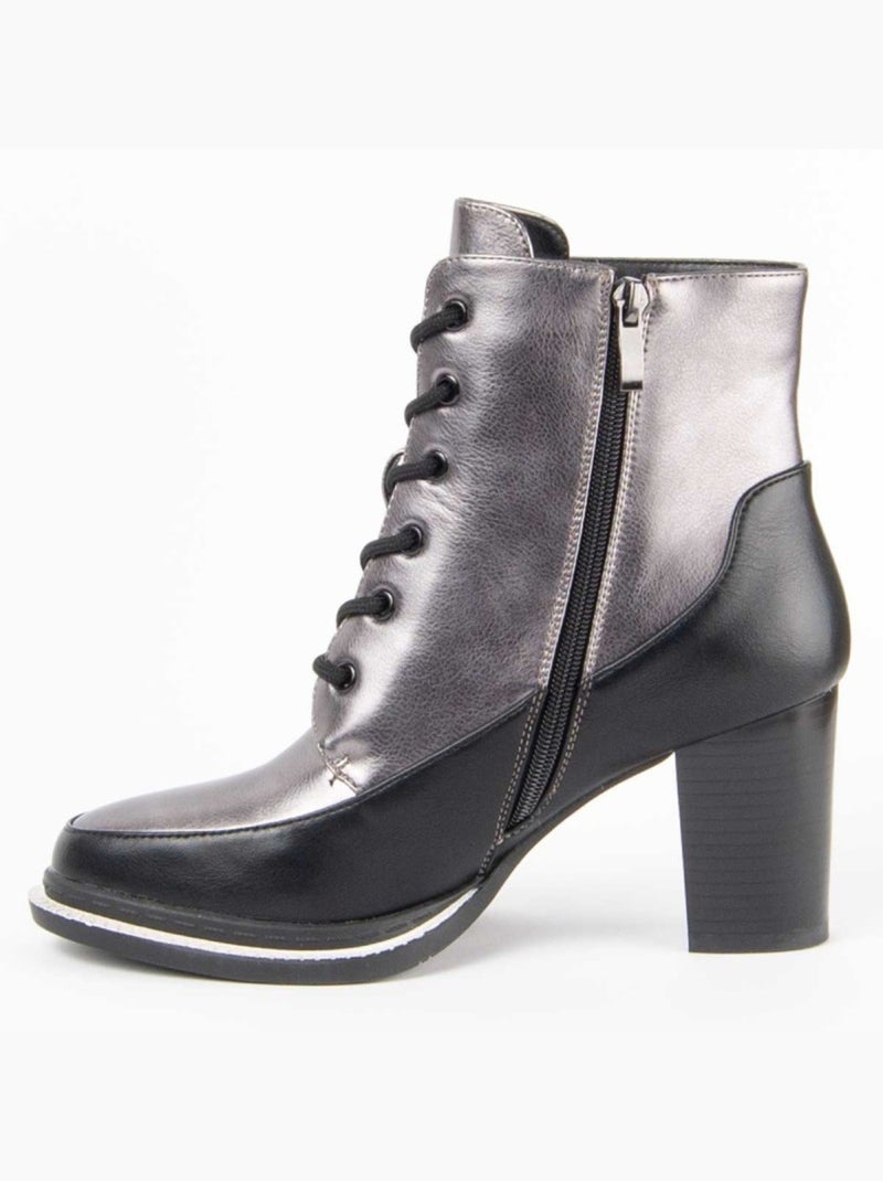 Stivaletto Con Tacco Materiale Sintetico E Tessile Montevita Grigio - Kiabi