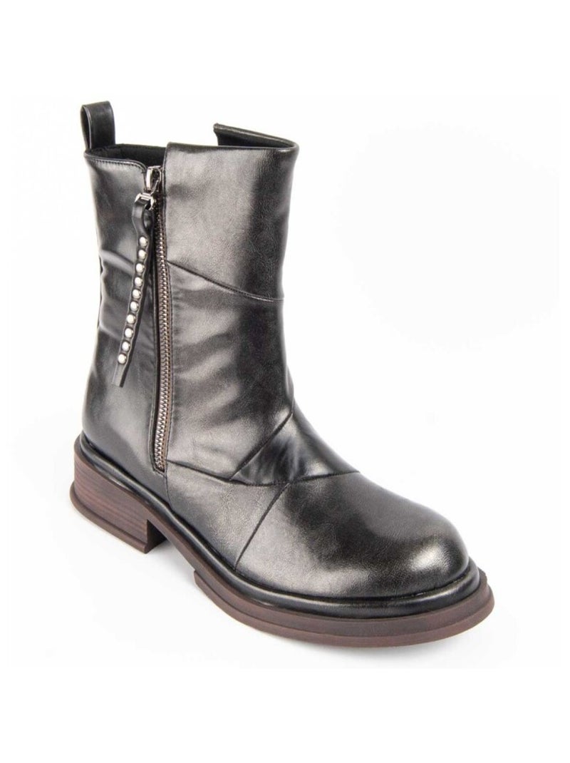 Stivaletto Con Tacco Materiale Sintetico E Tessile Montevita Grigio - Kiabi
