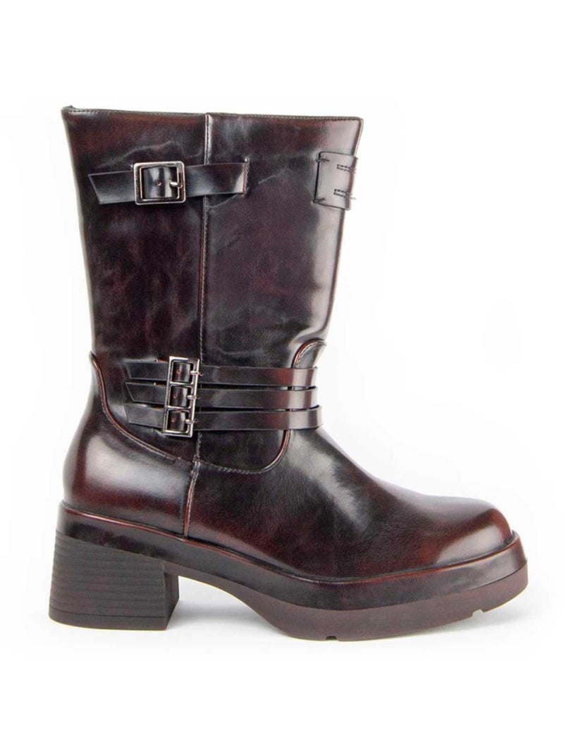 Stivaletto Con Tacco Materiale Sintetico E Tessile Montevita Marrone - Kiabi