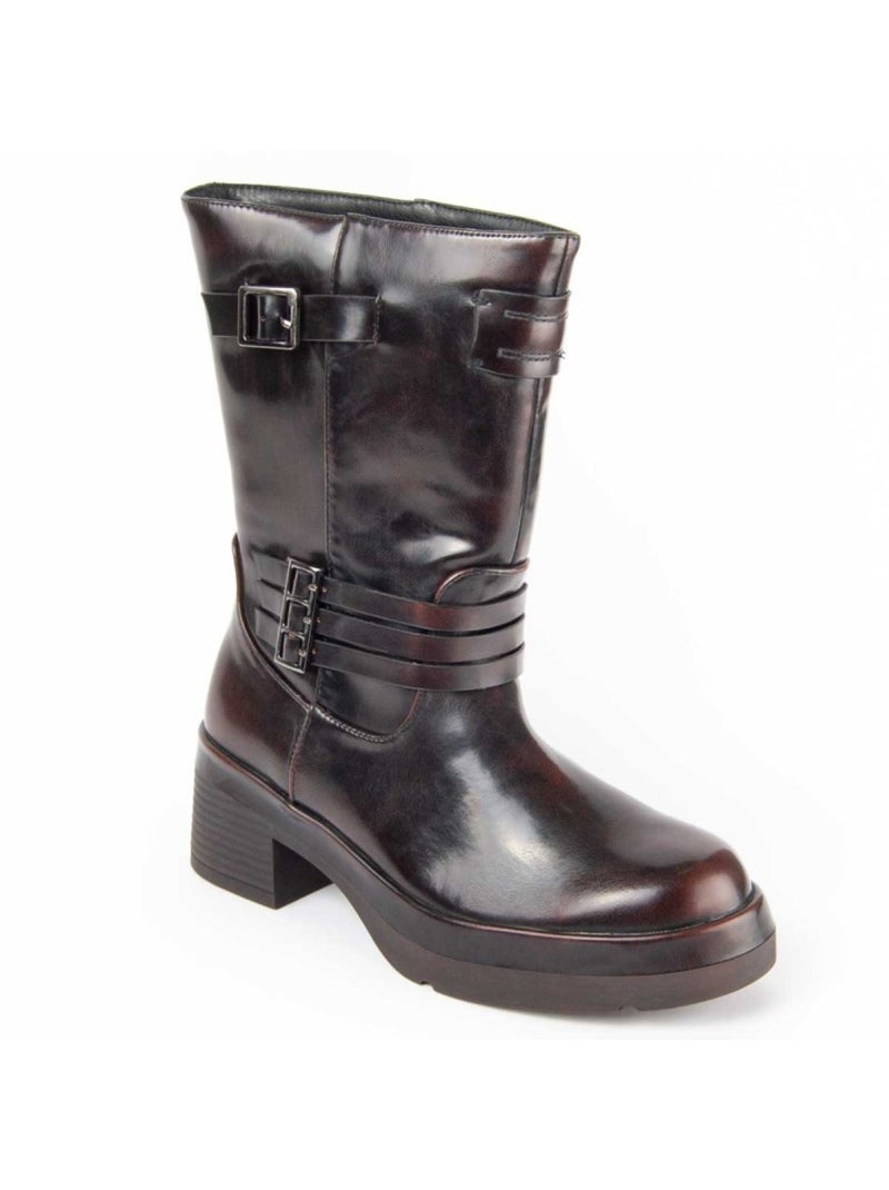 Stivaletto Con Tacco Materiale Sintetico E Tessile Montevita Marrone - Kiabi