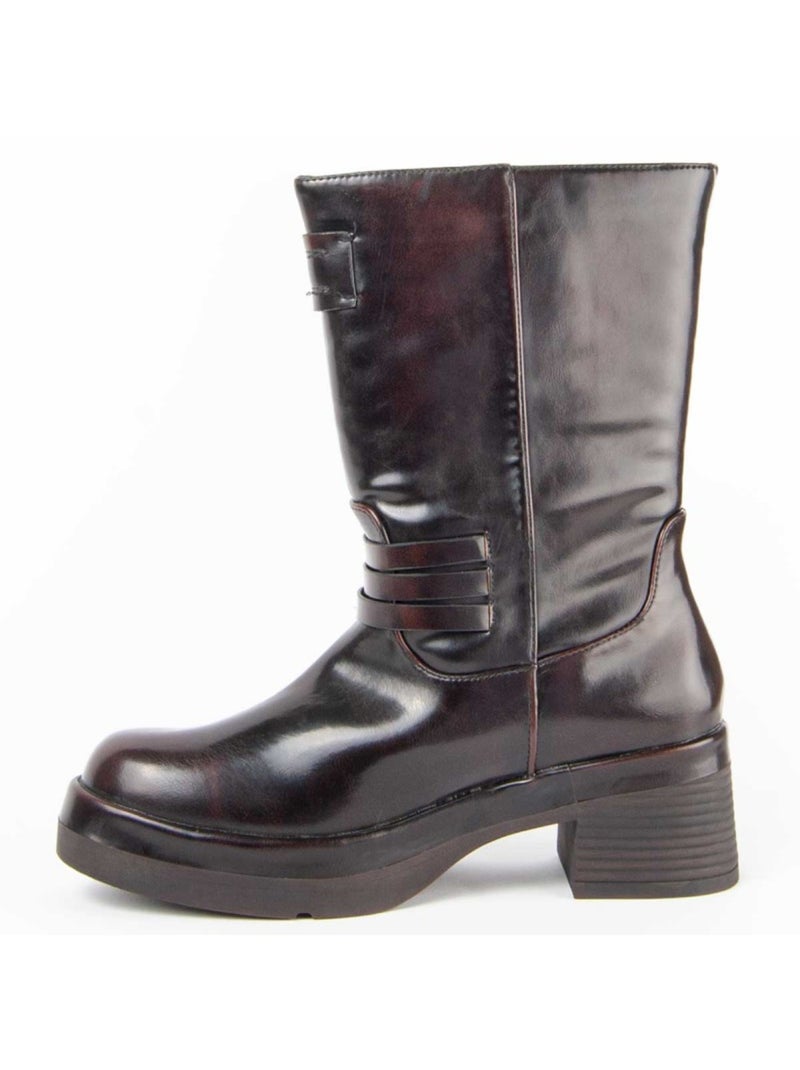 Stivaletto Con Tacco Materiale Sintetico E Tessile Montevita Marrone - Kiabi