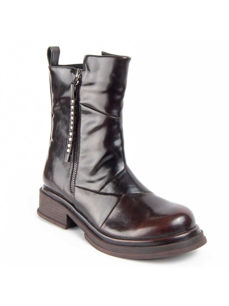 Stivaletto Con Tacco Materiale Sintetico E Tessile Montevita Marrone - Kiabi