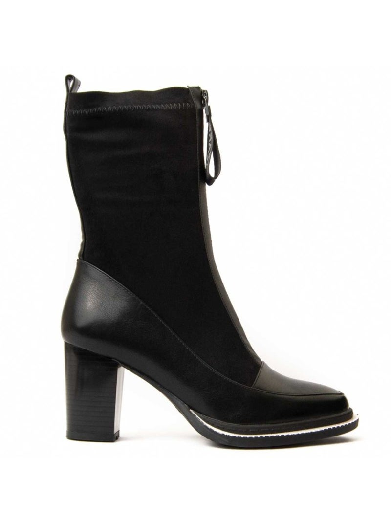 Stivaletto Con Tacco Materiale Sintetico E Tessile Montevita Nero - Kiabi