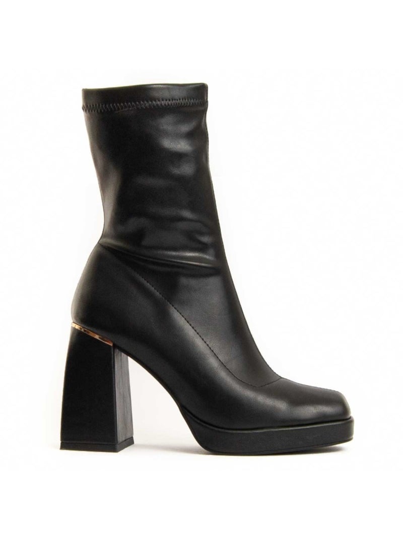 Stivaletto Con Tacco Materiale Sintetico E Tessile Montevita Nero - Kiabi
