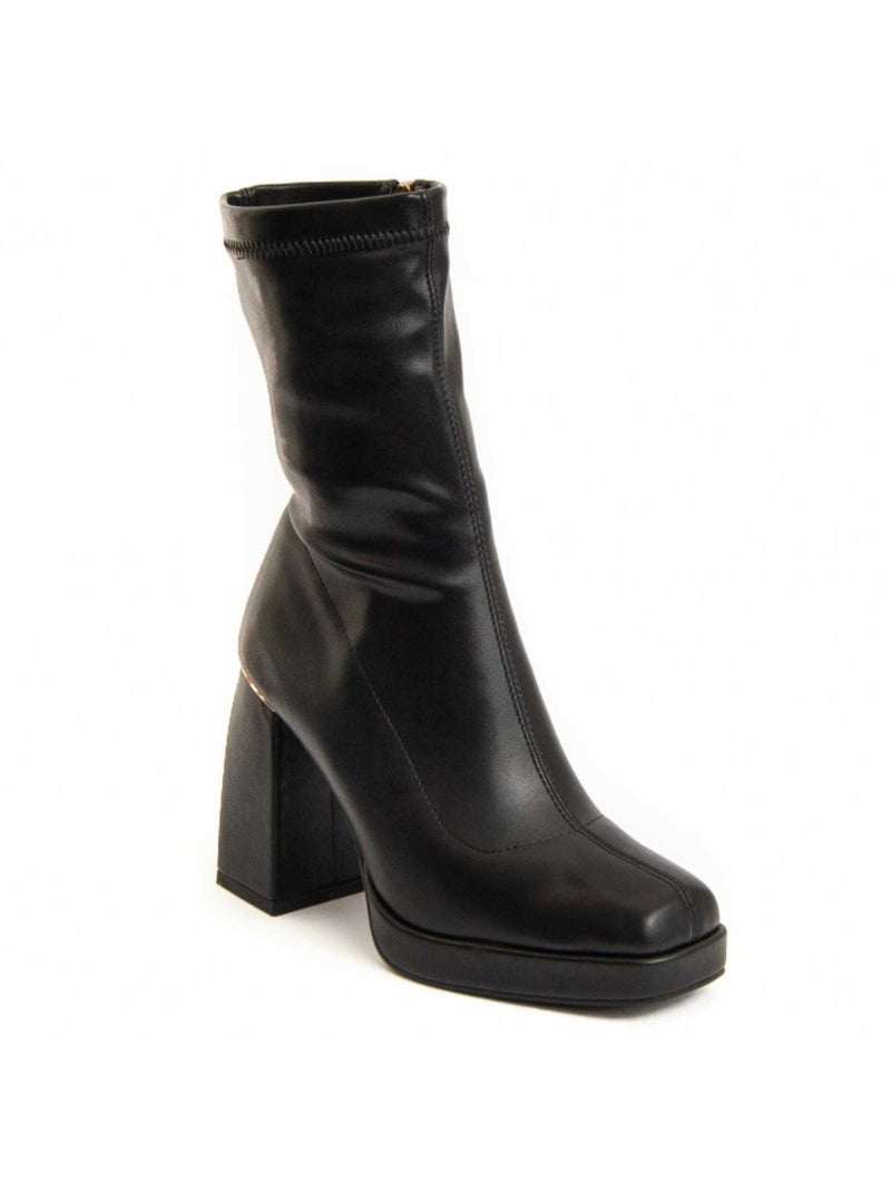 Stivaletto Con Tacco Materiale Sintetico E Tessile Montevita Nero - Kiabi