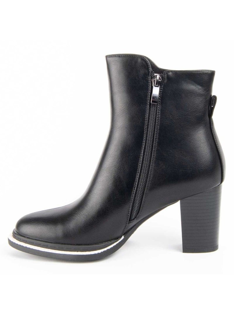 Stivaletto Con Tacco Materiale Sintetico E Tessile Montevita Nero - Kiabi