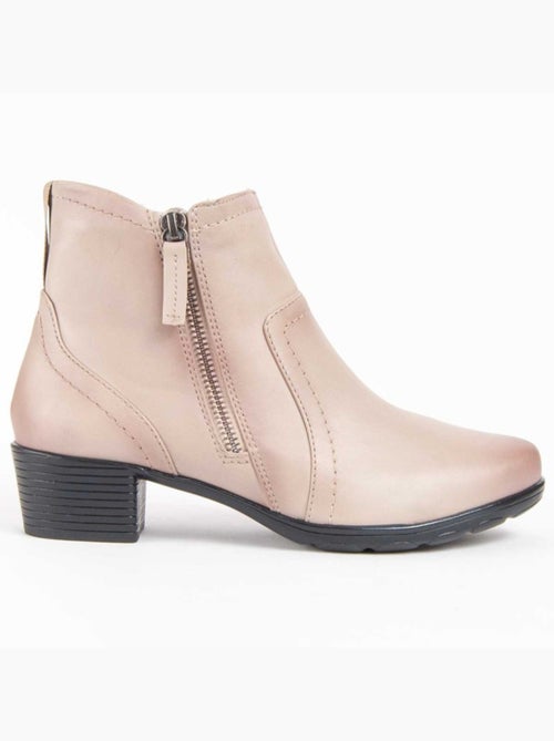 Stivaletto Con Tacco Pelle Naturale Purapiel - Kiabi