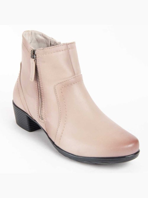 Stivaletto Con Tacco Pelle Naturale Purapiel - Kiabi