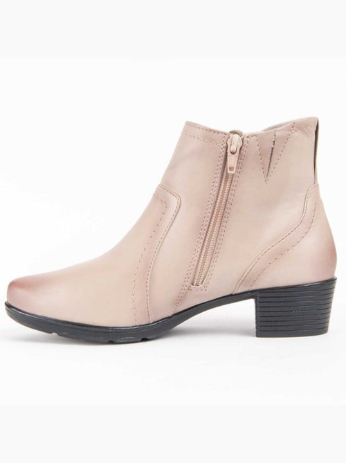 Stivaletto Con Tacco Pelle Naturale Purapiel - Kiabi