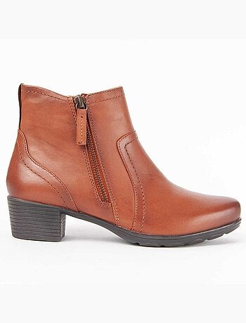 Stivaletto Con Tacco Pelle Naturale Purapiel