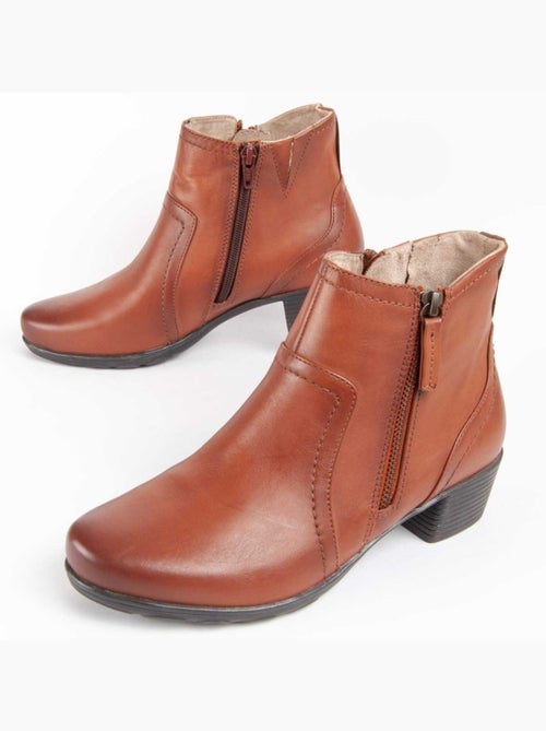 Stivaletto Con Tacco Pelle Naturale Purapiel - Kiabi