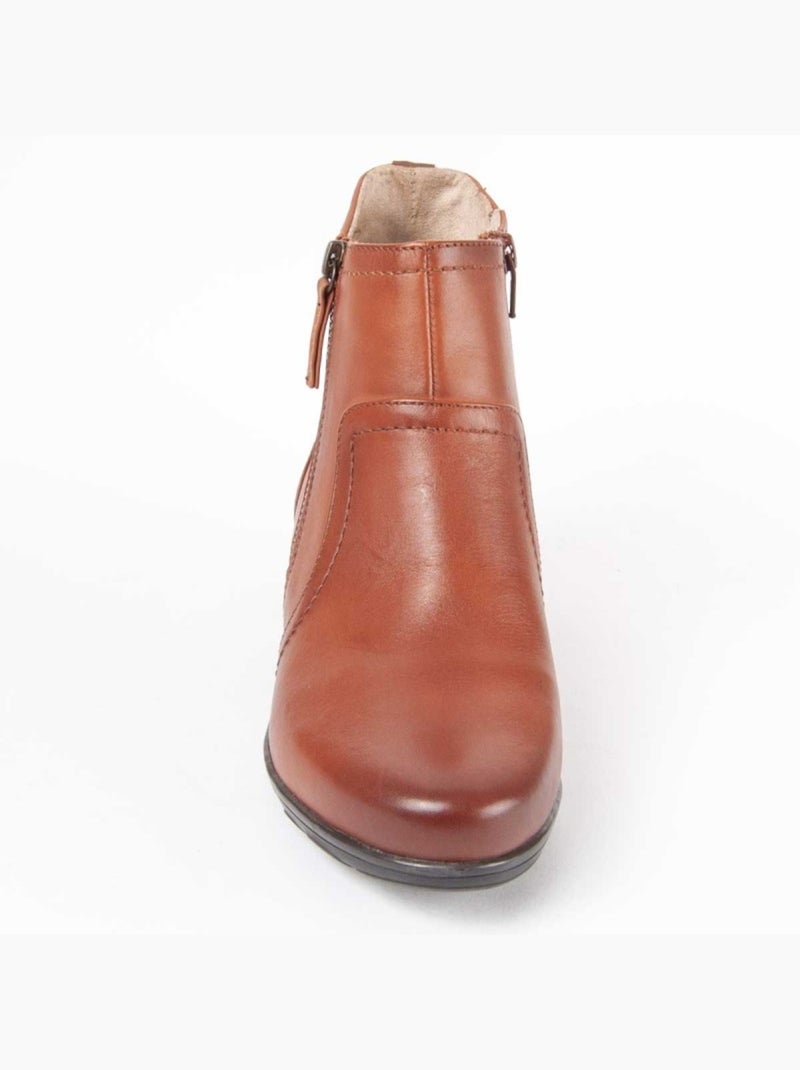 Stivaletto Con Tacco Pelle Naturale Purapiel Marrone - Kiabi