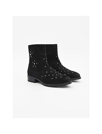 Stivaletto Con Tacco Pelle Naturale Purapiel