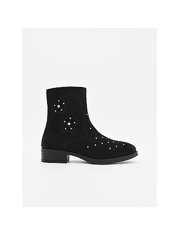 Stivaletto Con Tacco Pelle Naturale Purapiel