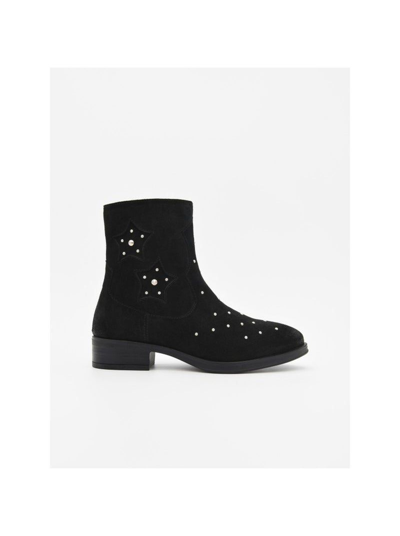 Stivaletto Con Tacco Pelle Naturale Purapiel Nero - Kiabi