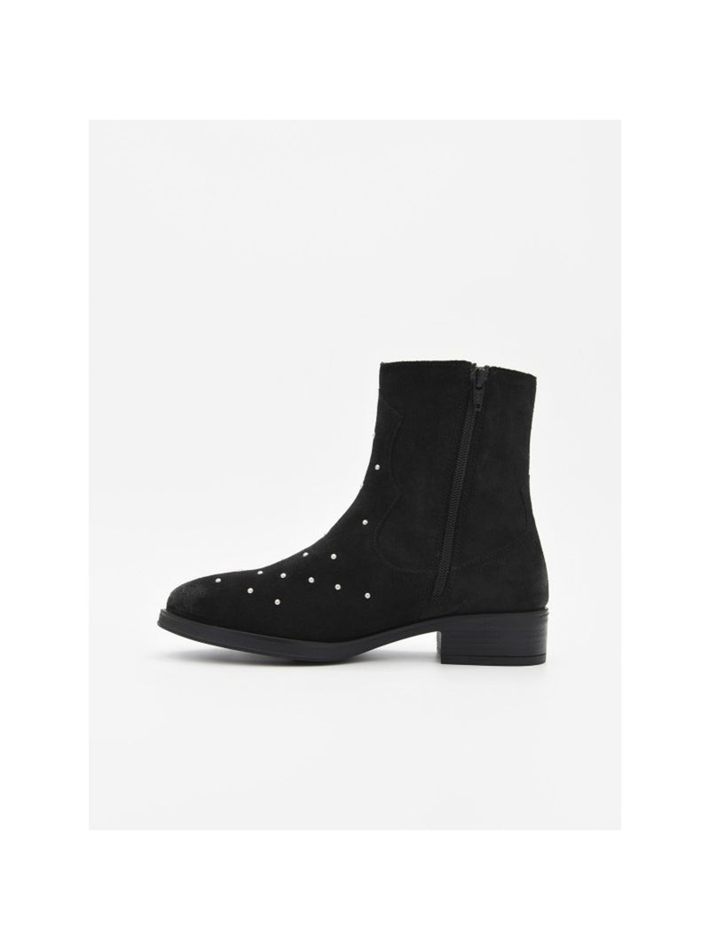 Stivaletto Con Tacco Pelle Naturale Purapiel Nero - Kiabi