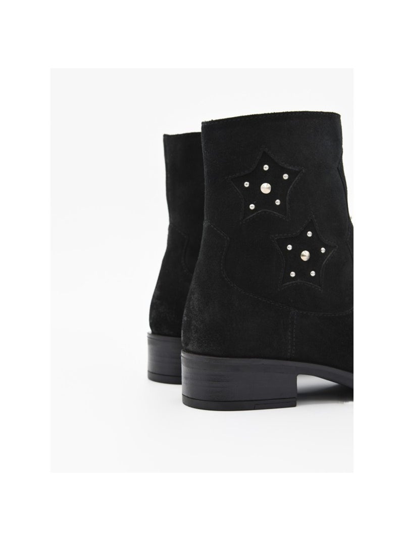 Stivaletto Con Tacco Pelle Naturale Purapiel Nero - Kiabi