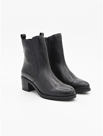 Stivaletto Con Tacco Pelle Naturale Purapiel