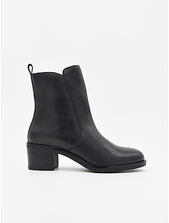 Stivaletto Con Tacco Pelle Naturale Purapiel