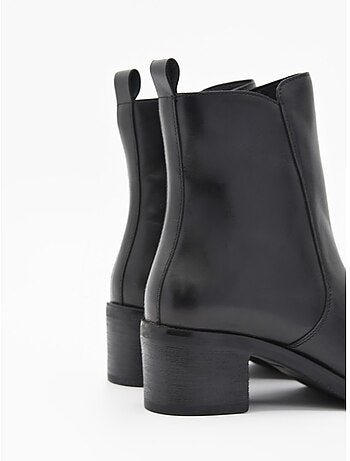 Stivaletto Con Tacco Pelle Naturale Purapiel