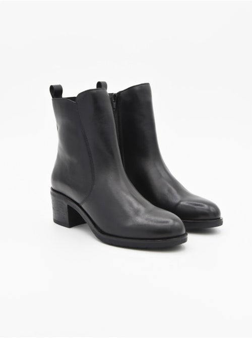 Stivaletto Con Tacco Pelle Naturale Purapiel - Kiabi